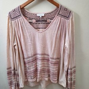 Lucky Brand Women's Embroidered Peasant Top size Small